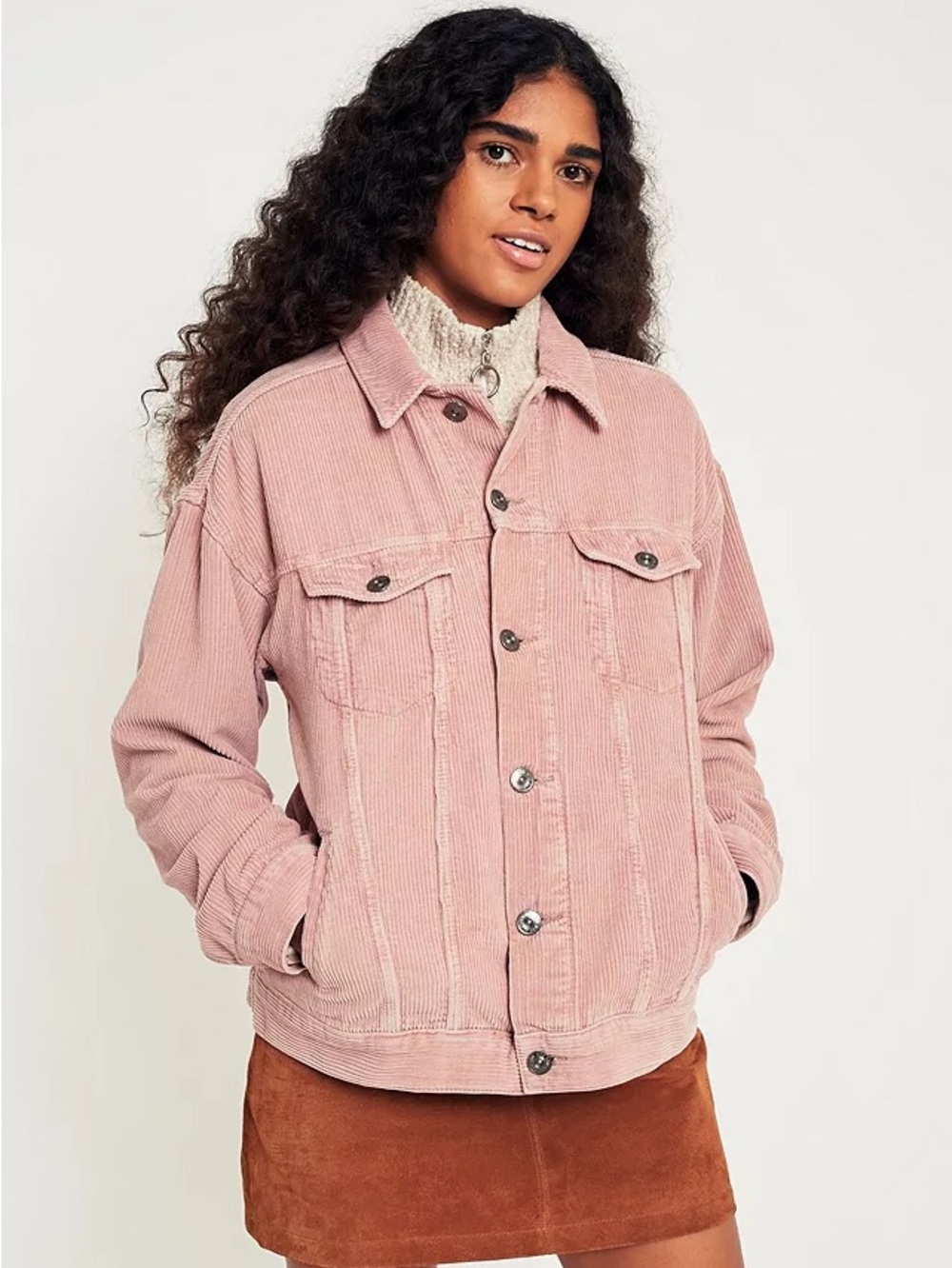 Princess Polly Blush Corduroy Button-Up Jacket